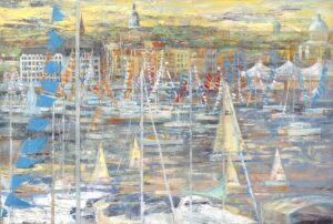 Annapolis Boat Show 2023, Jo Fleming, Framed Giclee Print on Canvas